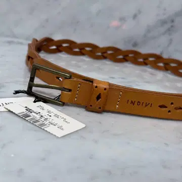 새상품 미사용 INDIVI 인디비 가는 폭 가는 벨트 브라운 메쉬 벨트