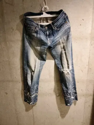 레어 정품 인기 EVISU 데미지 가공 페인트 디자인 무료배송