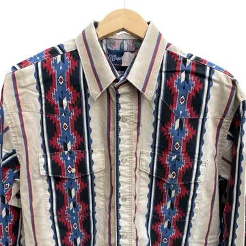 90s Wrangler 네이티브 무늬 웨스턴 셔츠