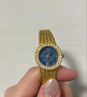 골드 메쉬 손목시계 파랑 다이얼 스톤 장식 유품 정리