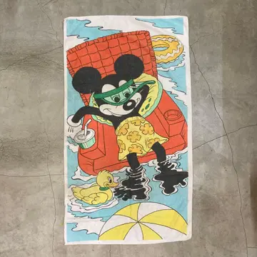 80's 빈티지 미키마우스 비치 타월 disney 앤티크