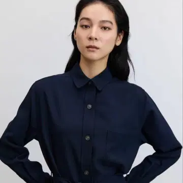 SOEJU 소프트 옥스 셔츠 원피스 네이비 M 사이즈