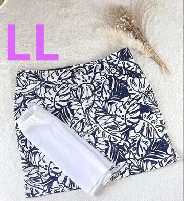 epicure 리프 무늬 네이비 x 화이트 남국 패턴 빅 사이즈 귀여운