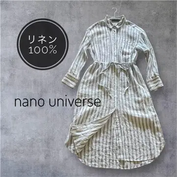 새상품급 나노 유니버스 셔츠 원피스 린넨 100% 스트라이프 상쾌함