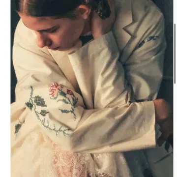 ASEEDONCLOUD 자수 코트 크로스 스티치 자수