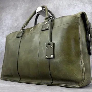 엘라고 비즈니스 백 브리프 케이스 핸드 가죽 천연 가죽 A4 카키