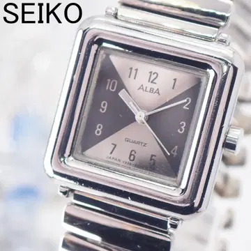 작동 세이코 알바 손목시계 스퀘어 신축 벨트 90s 레트로 모던