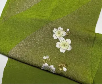 w-285 순수 실크 오비 장식 천 자수 성인식 후리소데 모래 벚꽃 말차