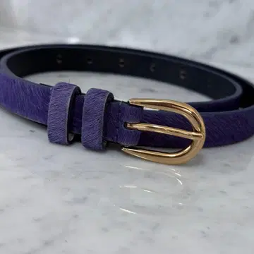 새상품급 23구 퍼플 세로 송치 천연 가죽 가죽 벨트 골드 버클