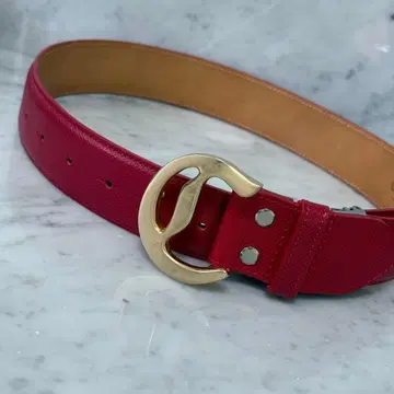 Callaway 캘러웨이 빨간색 천연 가죽 레드 가죽 벨트 원형 버클