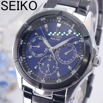 작동 상자 설명 세이코 와이어드 손목시계 솔라 블루 다이얼 남성용