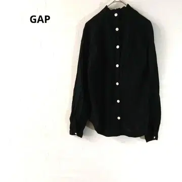 갭 긴팔 셔츠 프릴 블랙 심플 버튼 포함 XS