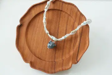 고양이 비즈 목걸이 그레이 블루