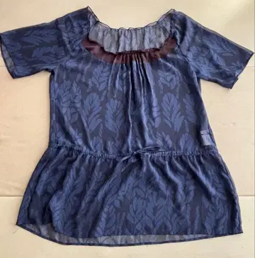 스트라 반팔 블라우스 튜닉 깔끔함 비침 있음 시원함 블루 네이비 계열