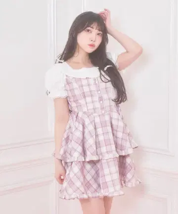 Honey Cinnamon 2단 스커트 체크 원피스