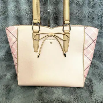 사만사베가 포인트 리본 체크 토트백