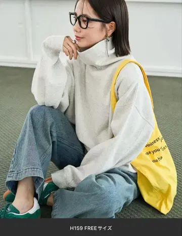 FREAK'S STORE 헤비웨이트 터틀넥 맨투맨 라이트 그레이