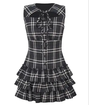 ANDWANG Elegance 리본 드레스 원피스 체크