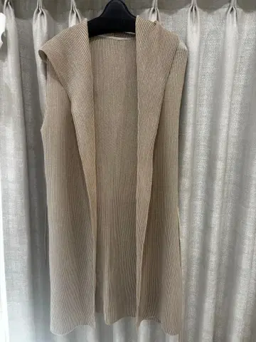 SPECCHIO 스페치오 후드 부착 베이지 롱 베스트 사이즈 40