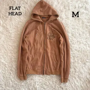[ FLAT HEAD ] 플랫 헤드 로고 풀 집업 후드티 브라운