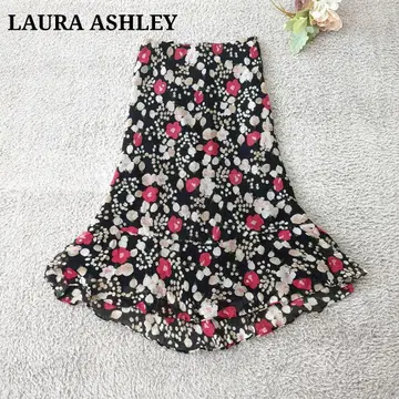 로라 애슐리 실크 100 롱 스커트 빅 사이즈 13호 꽃무늬