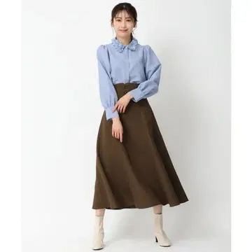 미슈마슈 셔츠 블라우스 스카이블루 옷깃 모티브