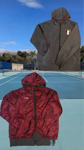 [FILA] GLAY RED 후드 부착 나일론 자켓