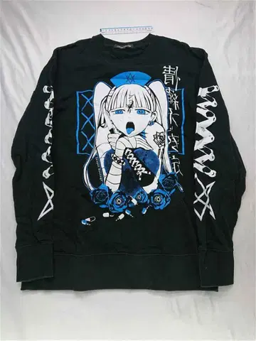 시크릿 리벤지 애니메이션 프린트 맨투맨 남성용 블랙 계열