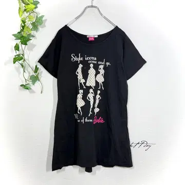 유니클로 바비 Barbie 콜라보 T셔츠(L) 튜닉 리본