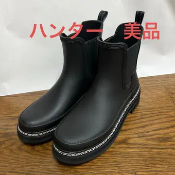 HUNTER 블랙 첼시 레인부츠 UK4 23~23.5