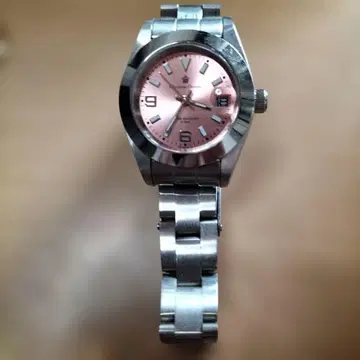 쿼츠 손목시계 핑크 다이얼 스테인리스