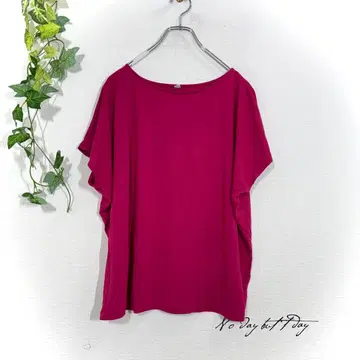 유니클로 티셔츠 XL 빅 사이즈 마젠타 루즈핏 프렌치 슬리브