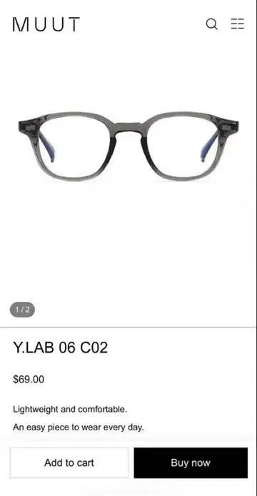 MUUT 패션 안경 Y.LAB 06 C02 안경 그레이/블랙