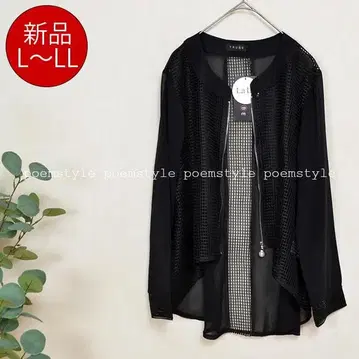 L~LL 빅 사이즈 비대칭 시어 자켓 여성용/블랙