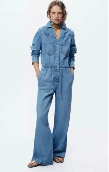 ZARA 데님 점프수트 데님 올인원 살로펫