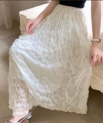 Teem Store 쉬폰 주름 가공 플리츠 롱 스커트