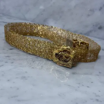 빈티지 로베르타 골드 금 메쉬 벨트 금속 뜨개질