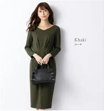 원피스 켈리 X라인 무지 종아리 기장 V넥 여성용 깔끔한