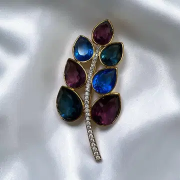 스와로브스키 Swarovski 리프형 빈티지 브로치