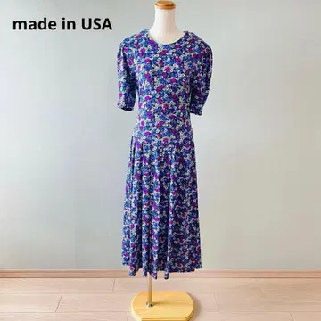 빈티지 USA제 꽃무늬 플라워 프린트 롱 플레어 원피스 N96