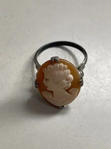 쉘 카메오 반지 귀부인 실버 각인 15호