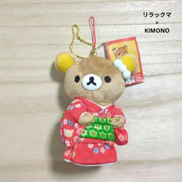 리락쿠마 기모노 걸이형 봉제 인형 키링 되돌아보는 미인도