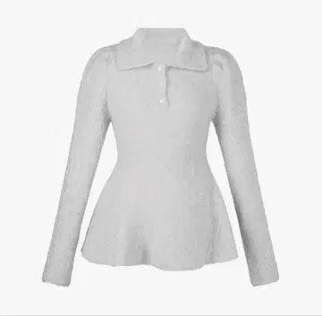 라이트 그레이 폴로 칼라 플레어 니트탑