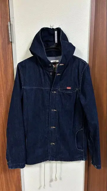 새상품급 Nasngwam 데님 후디 커버올 다크 네이비 M