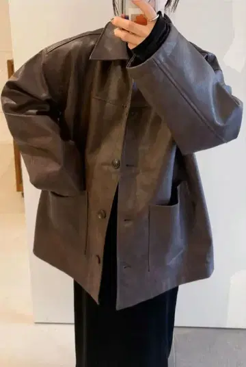 select MOCA 2025aw 새상품 스텐칼라 페이크 레더 자켓