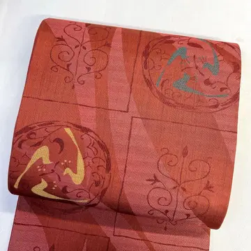 후쿠로 오비 새 사라사 무늬 당초 무늬 격자 유선 기모노 025tz