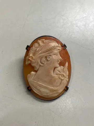 쉘 카메오 브로치 펜던트 탑 실버 각인