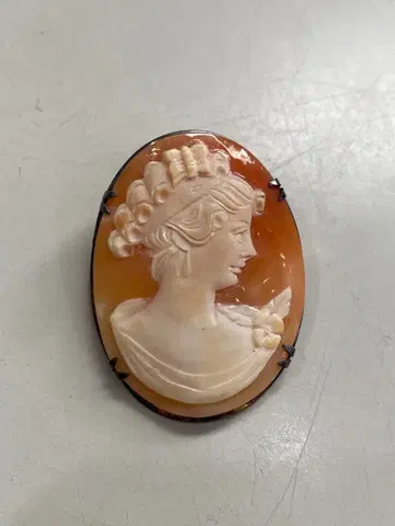 쉘 카메오 브로치 펜던트 탑 실버 900