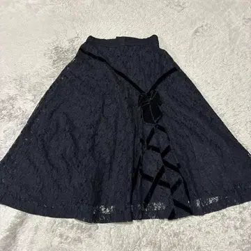 nonnondorl 논논도르 전체 레이스 리본 벨로아 스커트 블랙