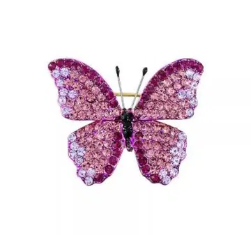 이탈리아 구매 핑크 버터플라이 브로치 반짝이는 화려한 새상품